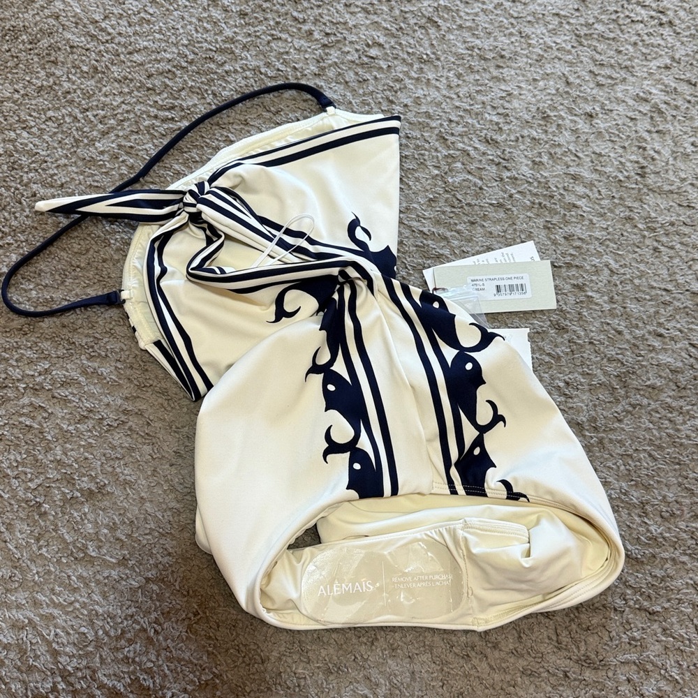 ALÉMAIS Women's Natural Marine One-Piece Swimsuit NWT Small - Picture 10 of 11